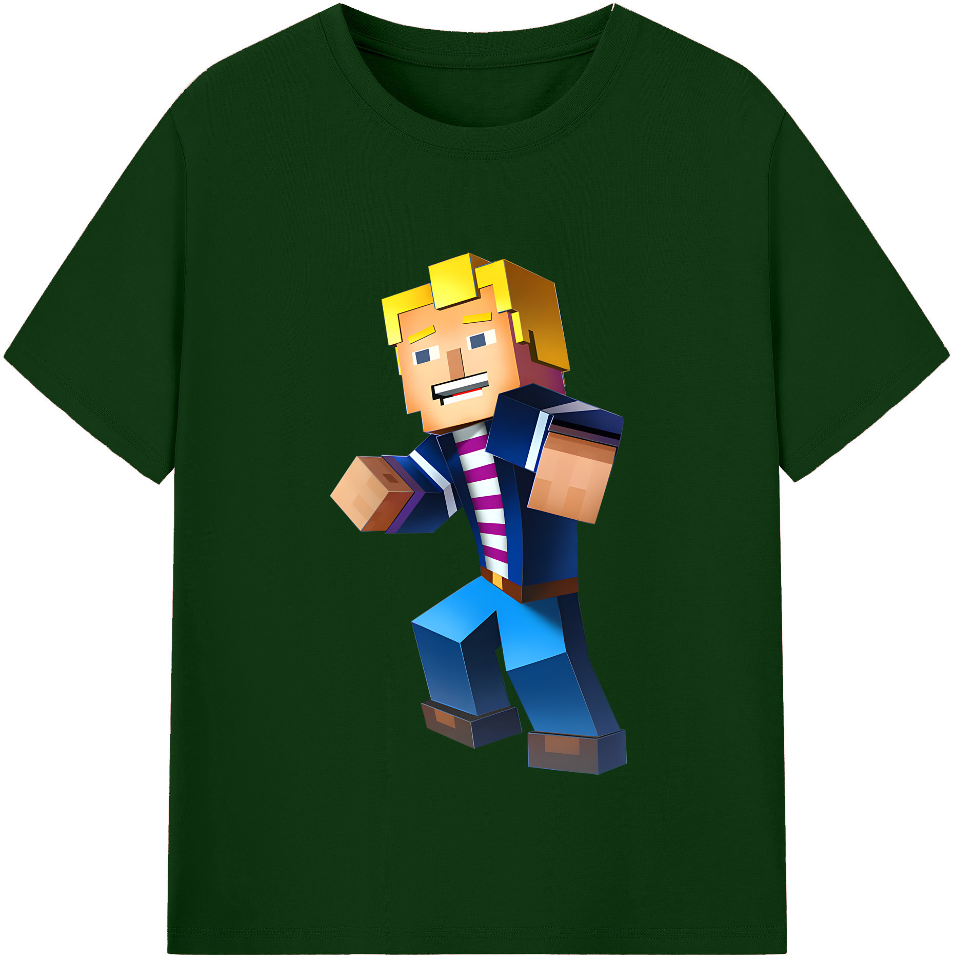 （画像用） マインクラフト ブロックの世界 Minecraft MC Block world 綿100％半袖Tシャツ（フロントプリント）